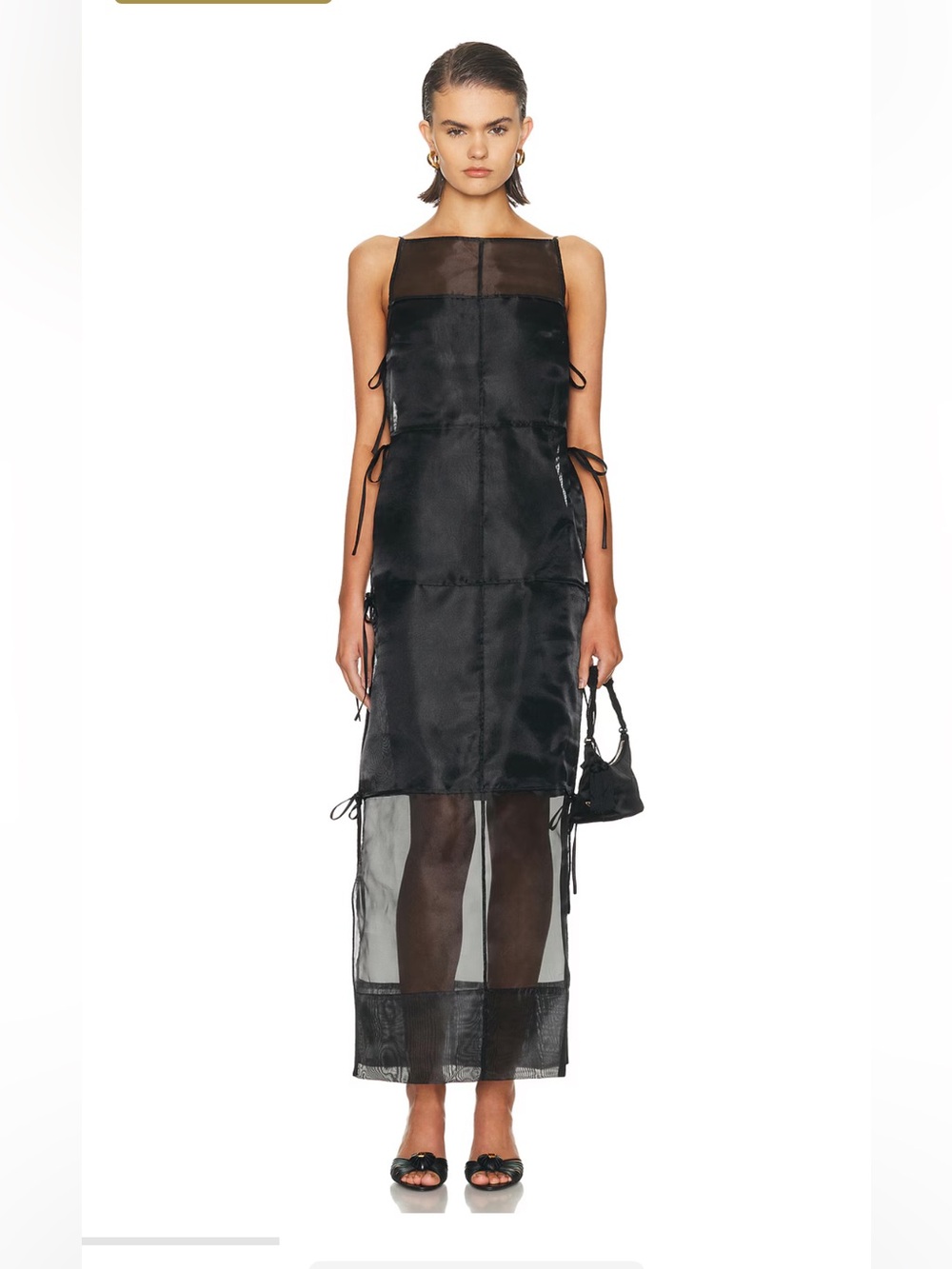 NWOT Staud BLACK CHANDLER TIE MAXI DRESS Size S